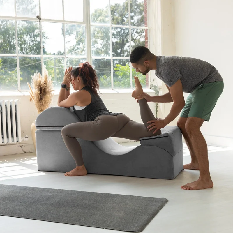 Avana Kami Chaise convertible / Yoga & Massage - Pouf 2 en 1 avec chaise longue de yoga escamotable, Microvelours - N/A