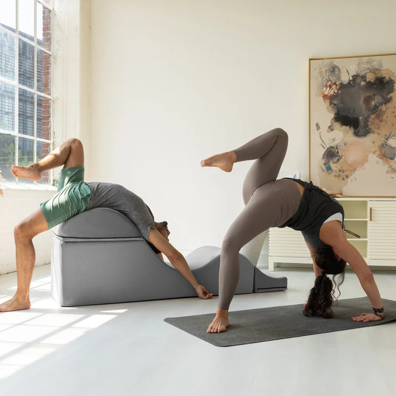 Avana Kami Chaise convertible / Yoga & Massage - Pouf 2 en 1 avec chaise longue de yoga escamotable, Microvelours - N/A