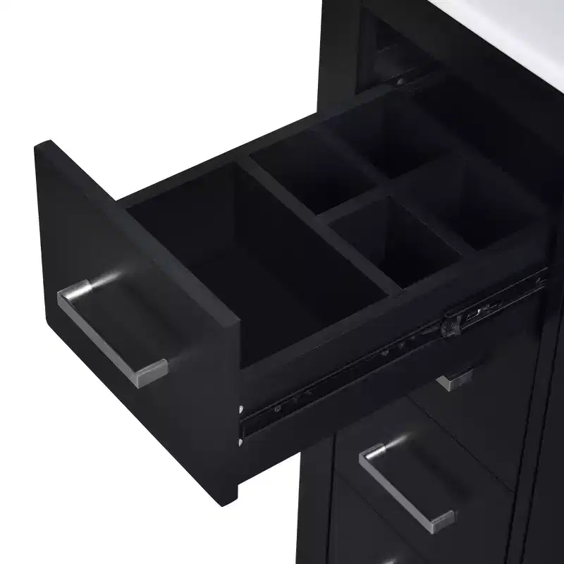 Meuble-lavabo de salle de bain à évier simple de 76 cm avec armoire et 3 tiroirs – Noir / Bleu / Vert / Indigo / Blanc