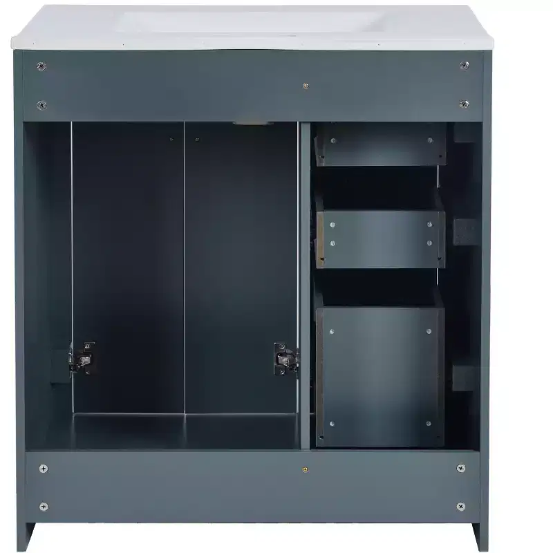 Meuble-lavabo de salle de bain à évier simple de 76 cm avec armoire et 3 tiroirs – Noir / Bleu / Vert / Indigo / Blanc