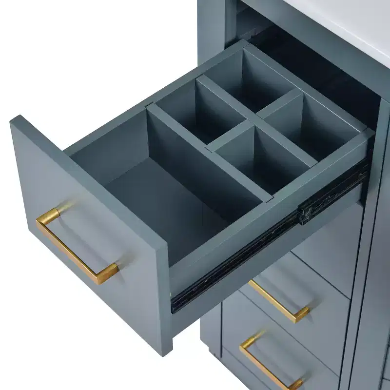 Meuble-lavabo de salle de bain à évier simple de 76 cm avec armoire et 3 tiroirs – Noir / Bleu / Vert / Indigo / Blanc