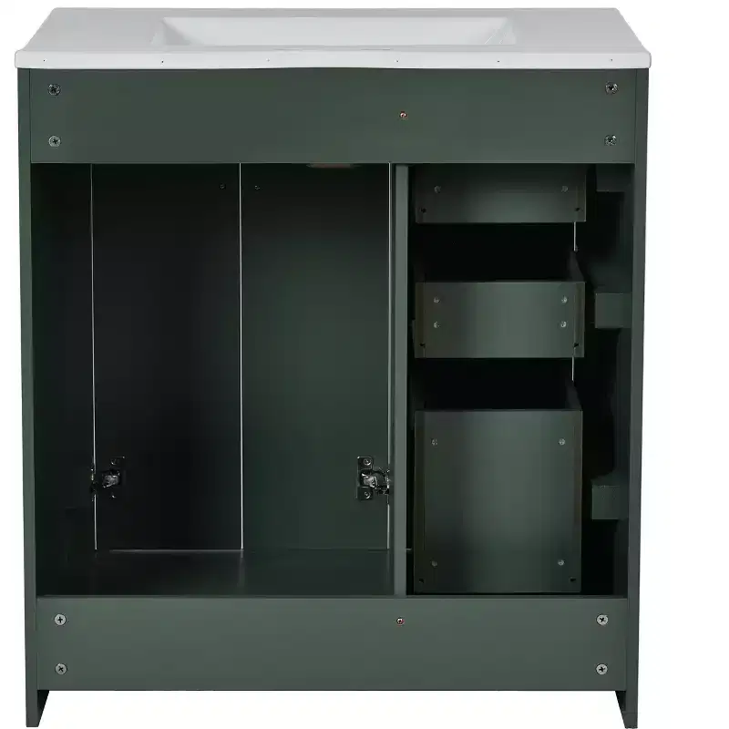 Meuble-lavabo de salle de bain à évier simple de 76 cm avec armoire et 3 tiroirs – Noir / Bleu / Vert / Indigo / Blanc