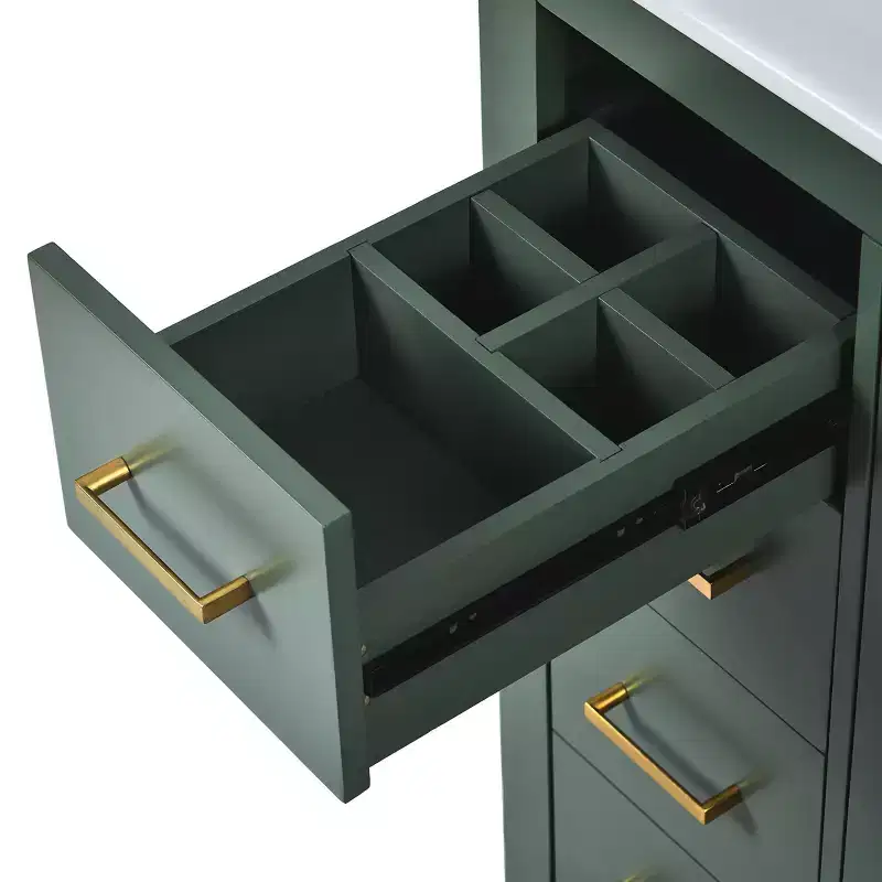 Meuble-lavabo de salle de bain à évier simple de 76 cm avec armoire et 3 tiroirs – Noir / Bleu / Vert / Indigo / Blanc