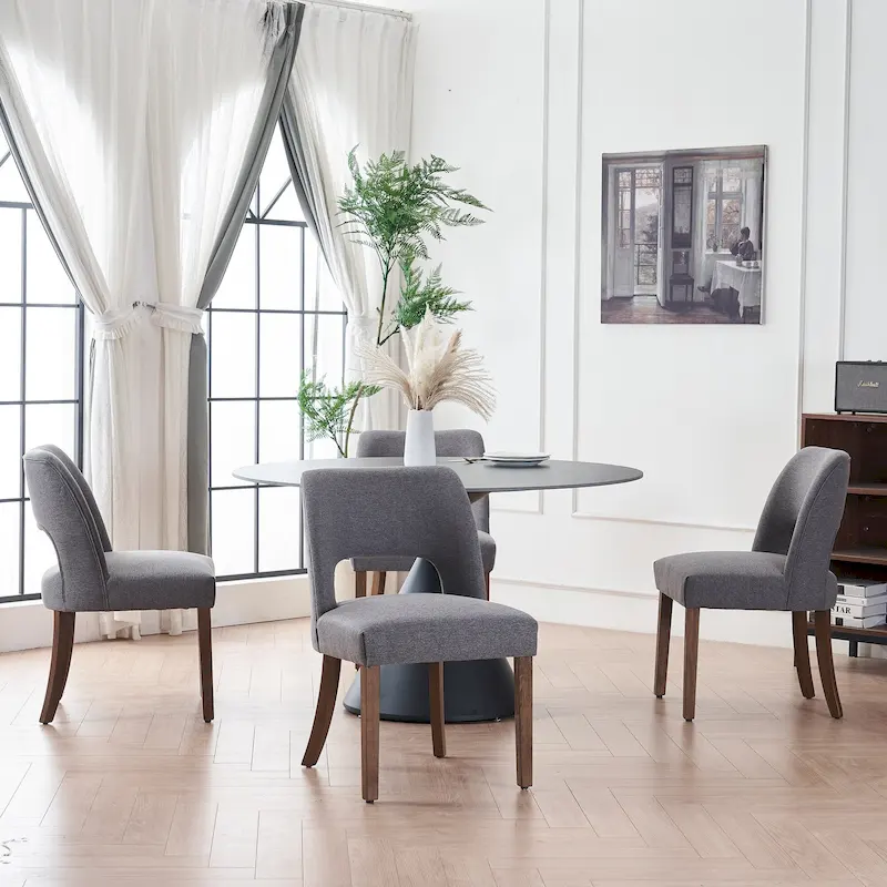Lot de 4 chaises de salle à manger tapissées de tissu