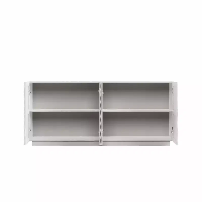 Buffet bas moderne en spirale, meuble d'entrée artistique discret avec portes texturées 3D ondulées