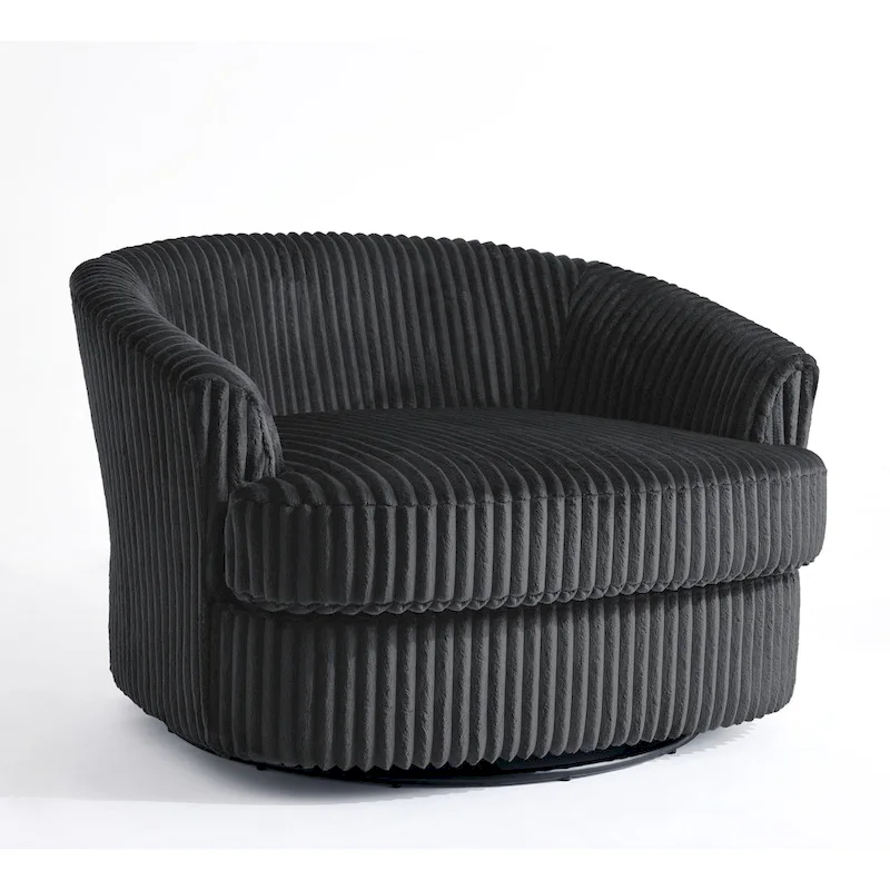 Lot de 2 fauteuils pivotants ronds surdimensionnés en velours côtelé moelleux de 43 po de large avec oreillers