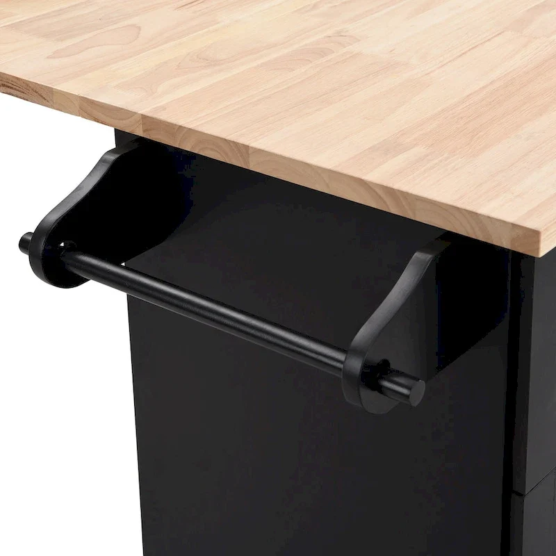 Ensemble d'îlot de cuisine TOPMAX avec abattant et 2 tabourets, ensemble de table à manger avec étagère réglable, tiroirs et porte-serviettes