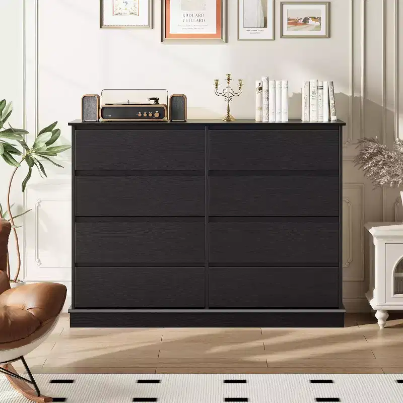 Armoire de rangement à 8 tiroirs, commode à tiroirs profonds, grand placard à plateau large pour salon, couloir, chambre d'enfants