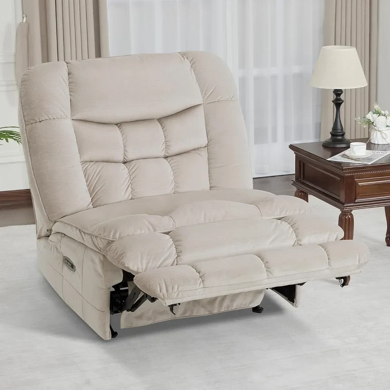 MCombo Fauteuil inclinable électrique sans accoudoirs surdimensionné à double moteur, inclinable Zeroarms parfait pour le salon en tissu PR607