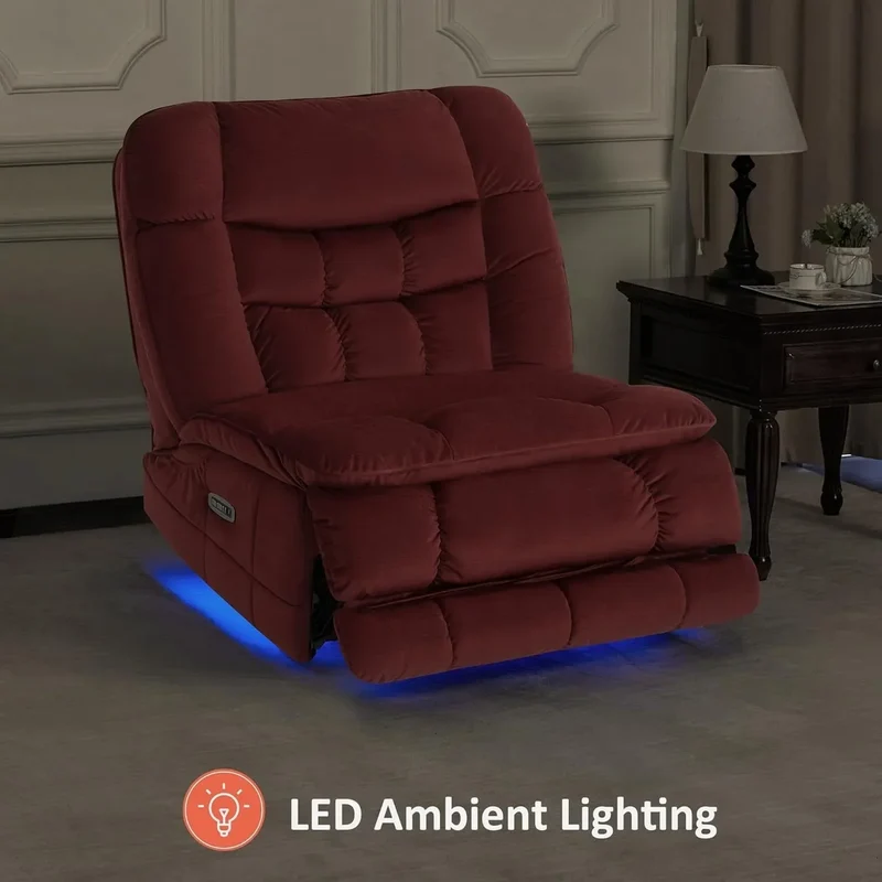 MCombo Fauteuil inclinable électrique sans accoudoirs surdimensionné à double moteur, inclinable Zeroarms parfait pour le salon en tissu PR607
