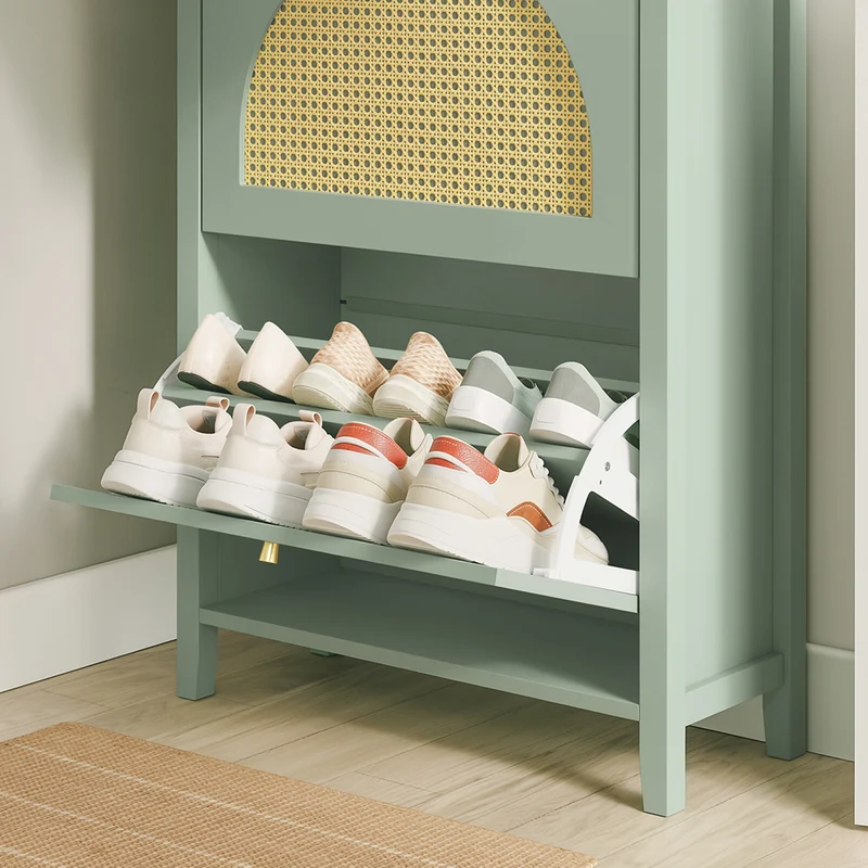 SoBuy | Schuhschrank schmal hoch mit Schublade Grün | FSR223-GR