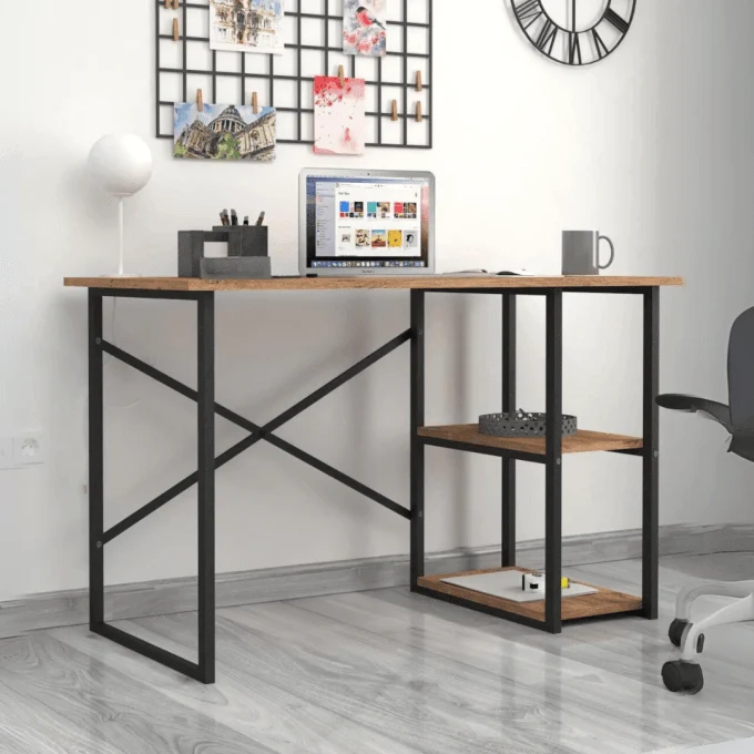 Bureau LEON 120 cm - en bois avec Structure metallique