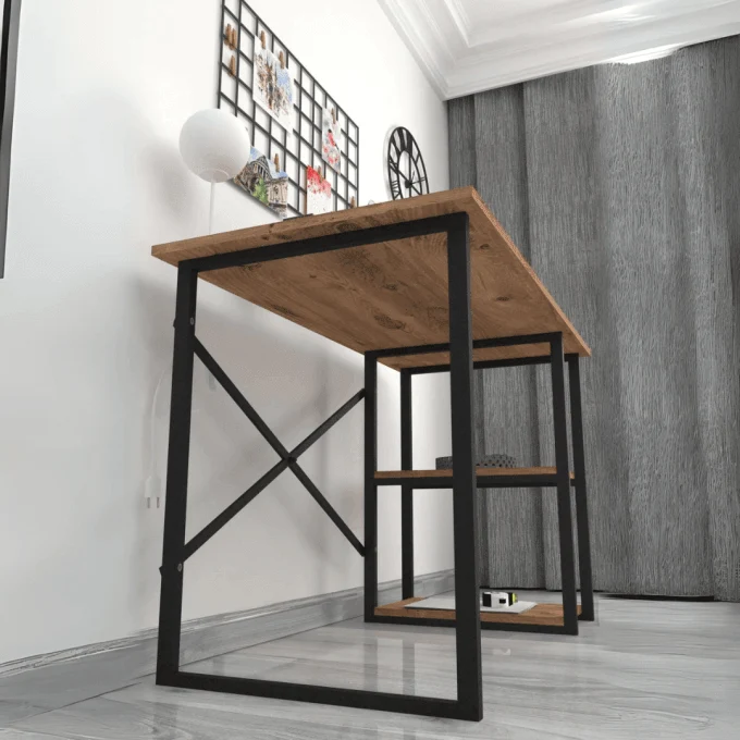 Bureau LEON 120 cm - en bois avec Structure metallique