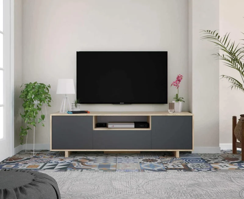 Meuble Tv 150 cm Gris VANK