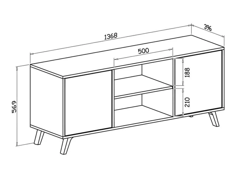 Meuble Tv 136 cm Double Etagere VOGUE