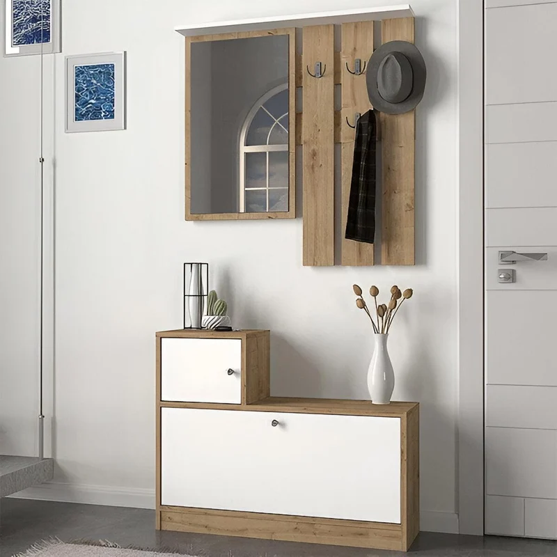 Meuble d'entrée OPT v2 Meuble Chaussures - Miroir - Porte-Manteaux