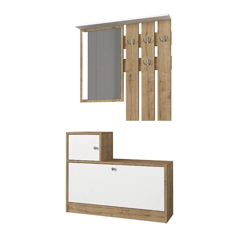Meuble d'entrée OPT v2 Meuble Chaussures - Miroir - Porte-Manteaux