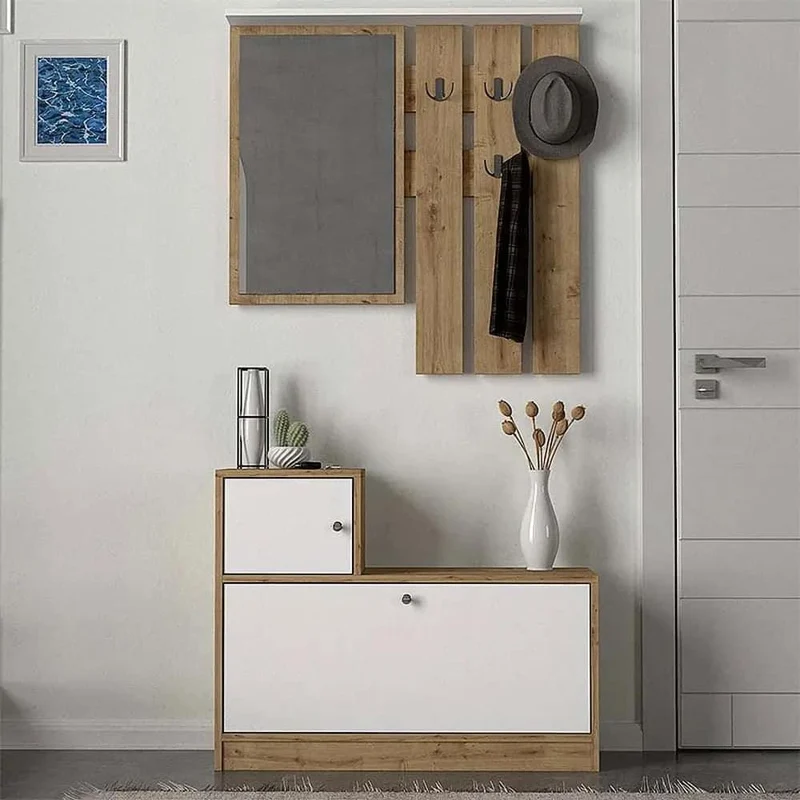Meuble d'entrée OPT v2 Meuble Chaussures - Miroir - Porte-Manteaux