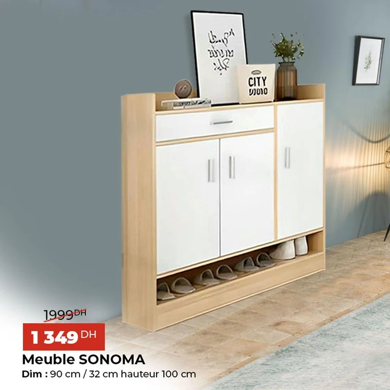 Meuble à chaussures porte blanc