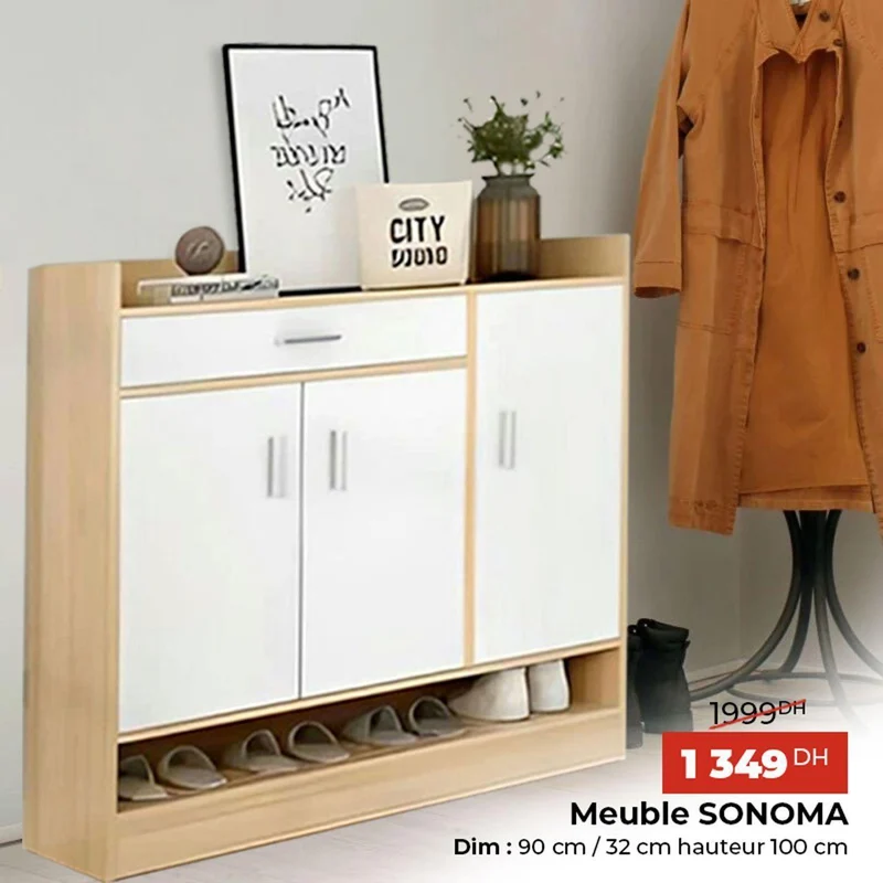 Meuble à chaussures porte blanc