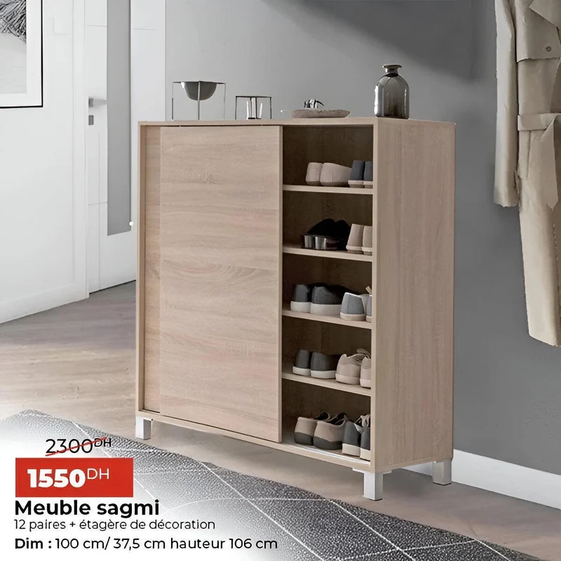 Meuble chaussure SAGI avec 2 porte coulissante