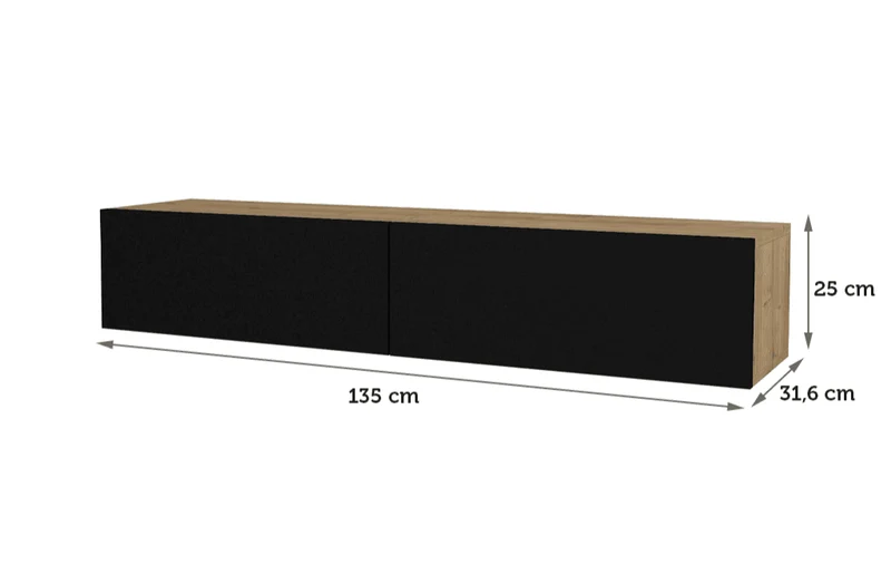 Stand TV Suspendu IRIS 135cm - Chêne et Noir - Ameublement d'intérieur Maroc