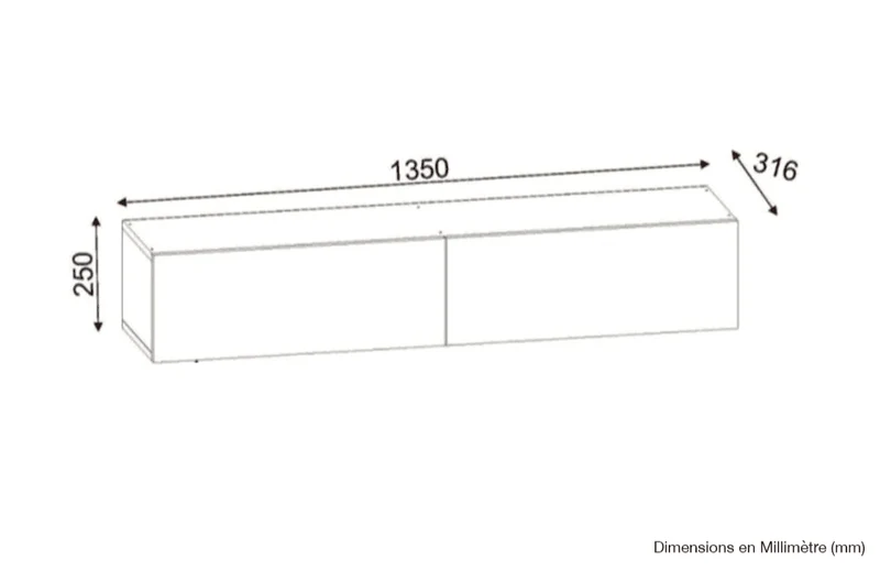 Stand TV Suspendu IRIS 135cm - Chêne et Noir - Ameublement d'intérieur Maroc