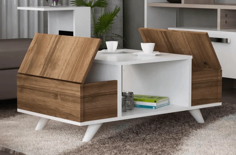 Table Basse ROBERTO - Noyer et Blanc