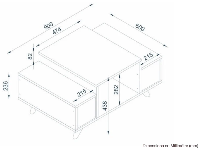 Table Basse ROBERTO - Noyer et Blanc