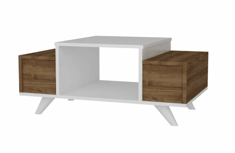 Table Basse ROBERTO - Noyer et Blanc