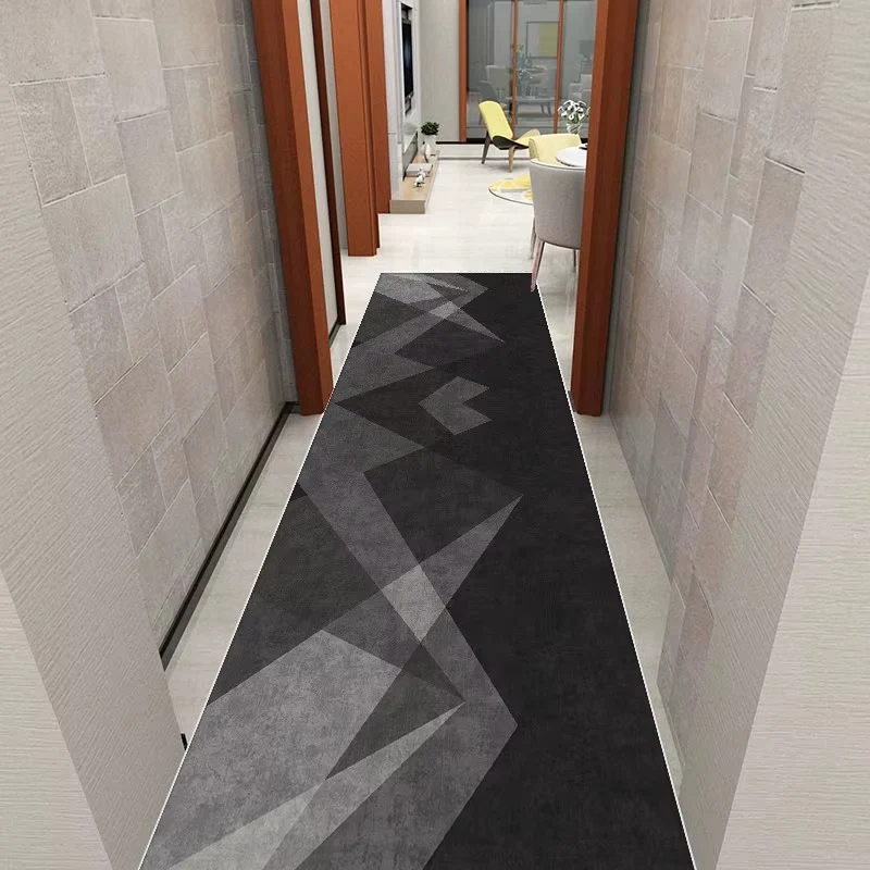 Tapis de Couloir Long Style Géométrique - Antidérapant et Facile à Nettoyer