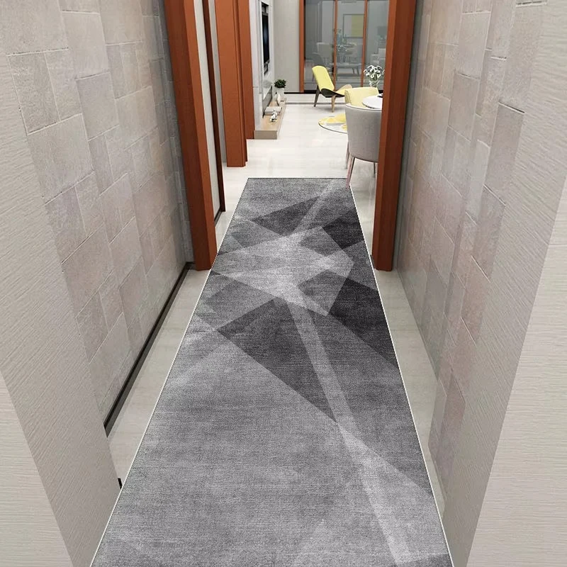 Tapis de Couloir Long Style Géométrique - Antidérapant et Facile à Nettoyer