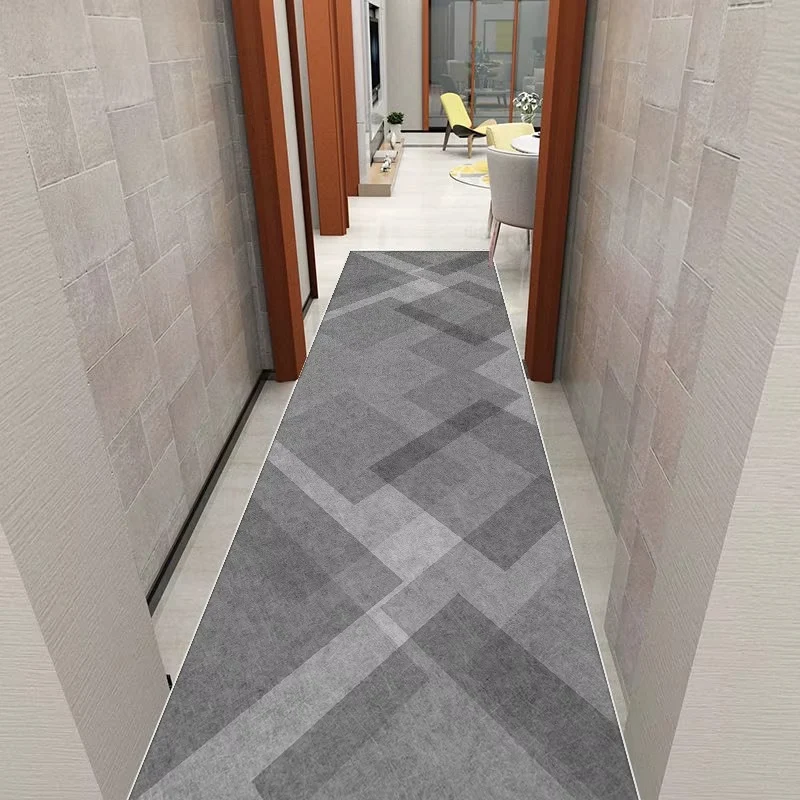 Tapis de Couloir Long Style Géométrique - Antidérapant et Facile à Nettoyer