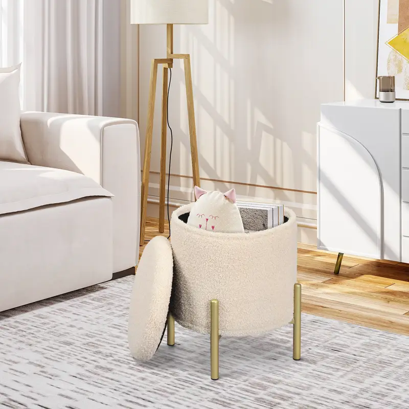 Tabouret Rembourré avec Espace de Rangement - Élégance et Praticité