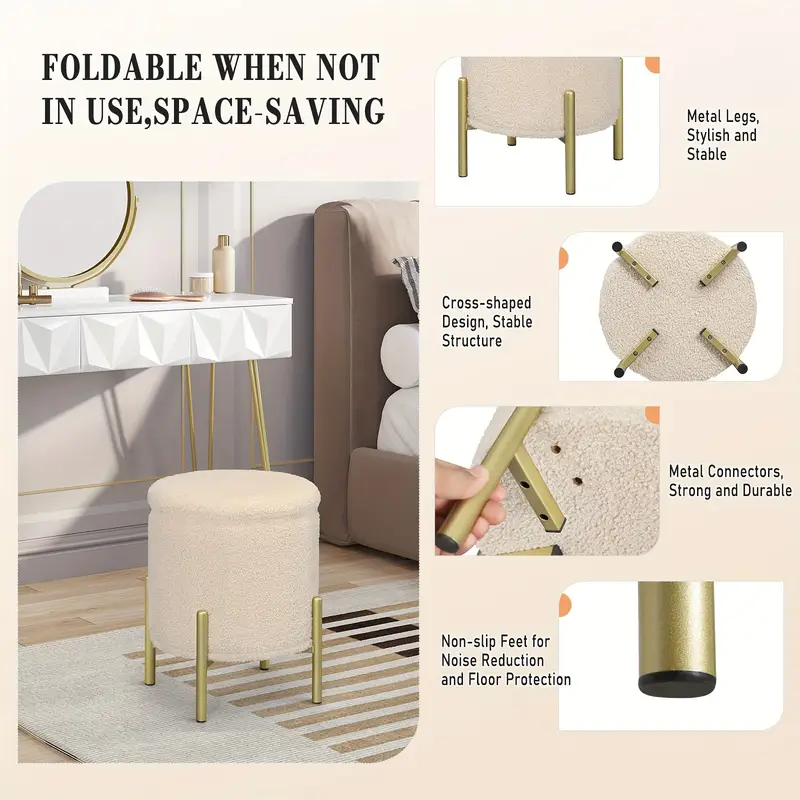 Tabouret Rembourré avec Espace de Rangement - Élégance et Praticité