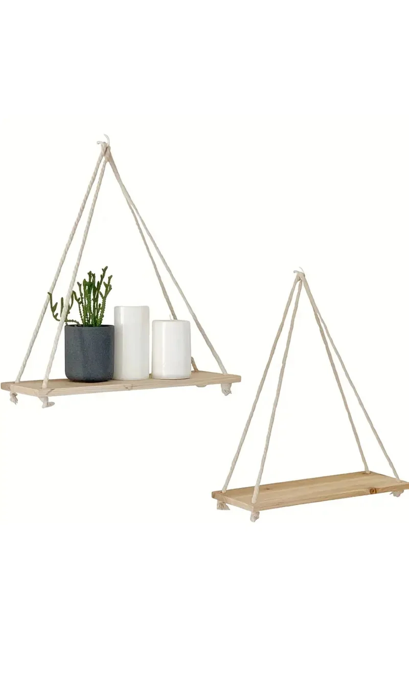 Etagère Murale Vintage en Bois – Idéale pour Salon, Style Bohème Chic
