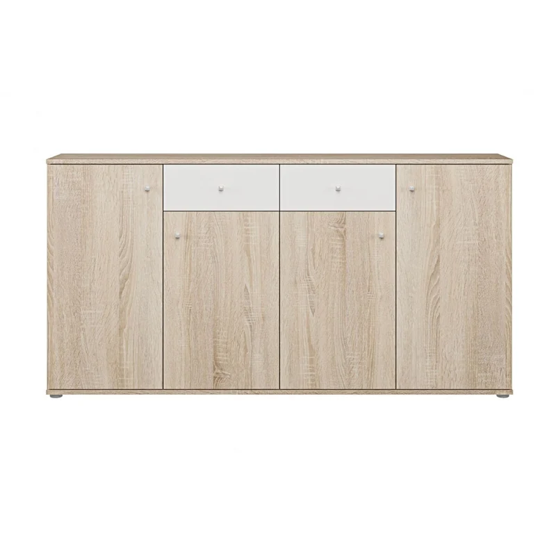 Madia 4 ante e 2 cassetti in rovere e bianco 159 cm Nilo