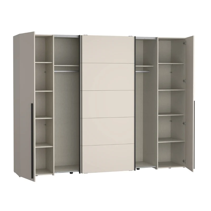 Armadio 2 ante scorrevoli e 2 battenti cashmere 270x61x210 Callia