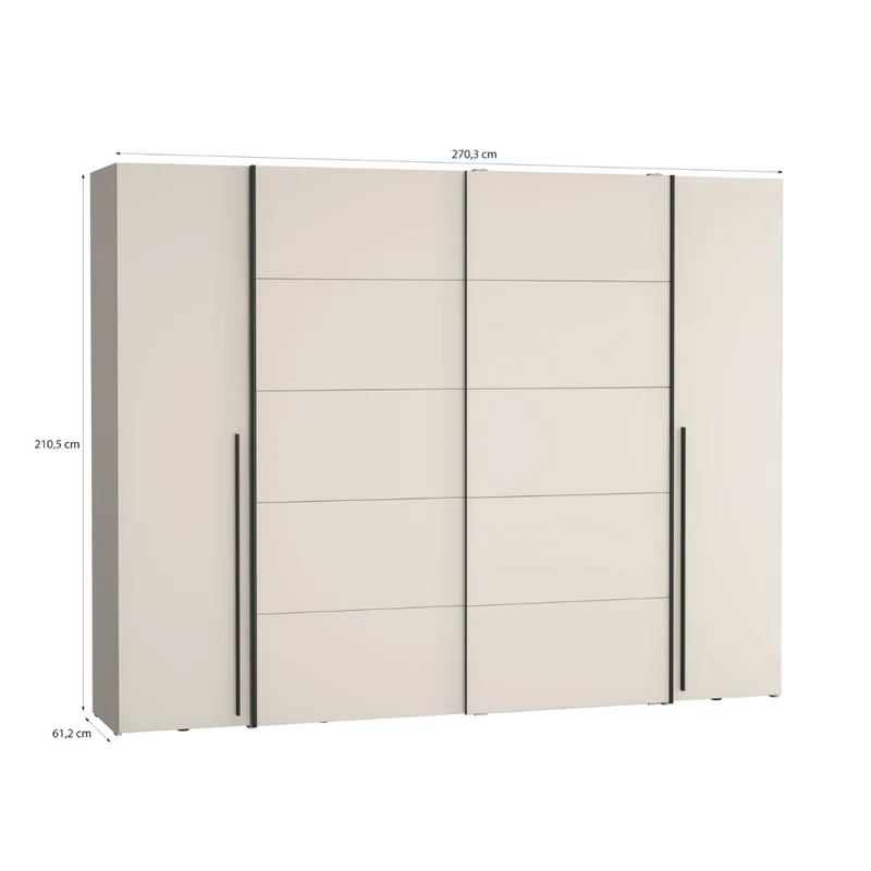 Armadio 2 ante scorrevoli e 2 battenti cashmere 270x61x210 Callia