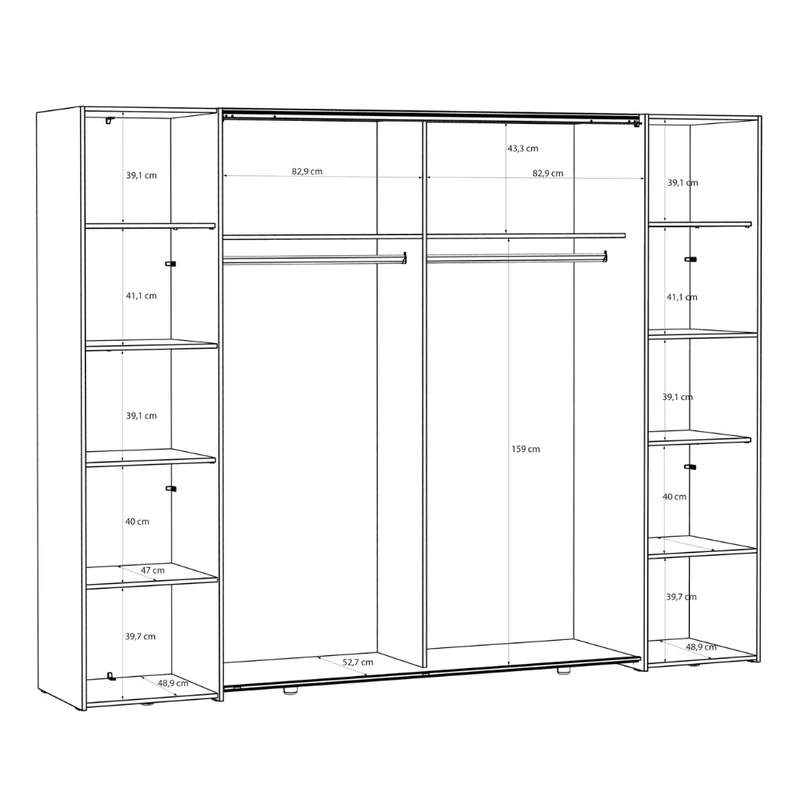 Armadio 2 ante scorrevoli e 2 battenti cashmere 270x61x210 Callia