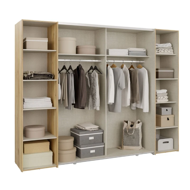 Armadio 2 ante scorrevoli e 2 battenti rovere e cashmere 270x61x210 Callia