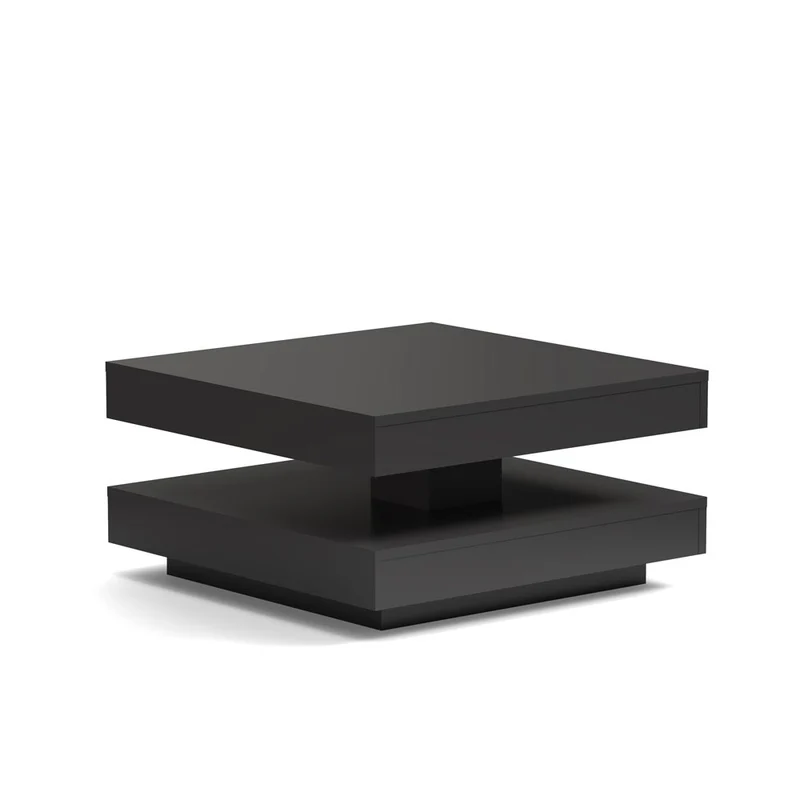 Tavolino da salotto con doppio piano quadrato girevole antracite 67x67 cm Monolith