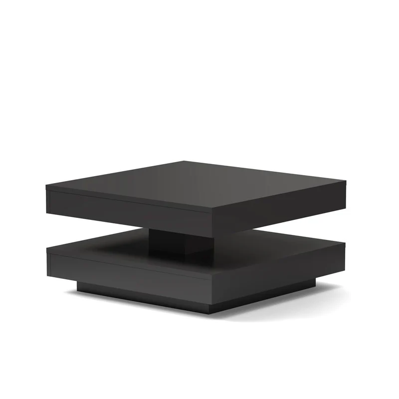 Tavolino da salotto con doppio piano quadrato girevole antracite 67x67 cm Monolith