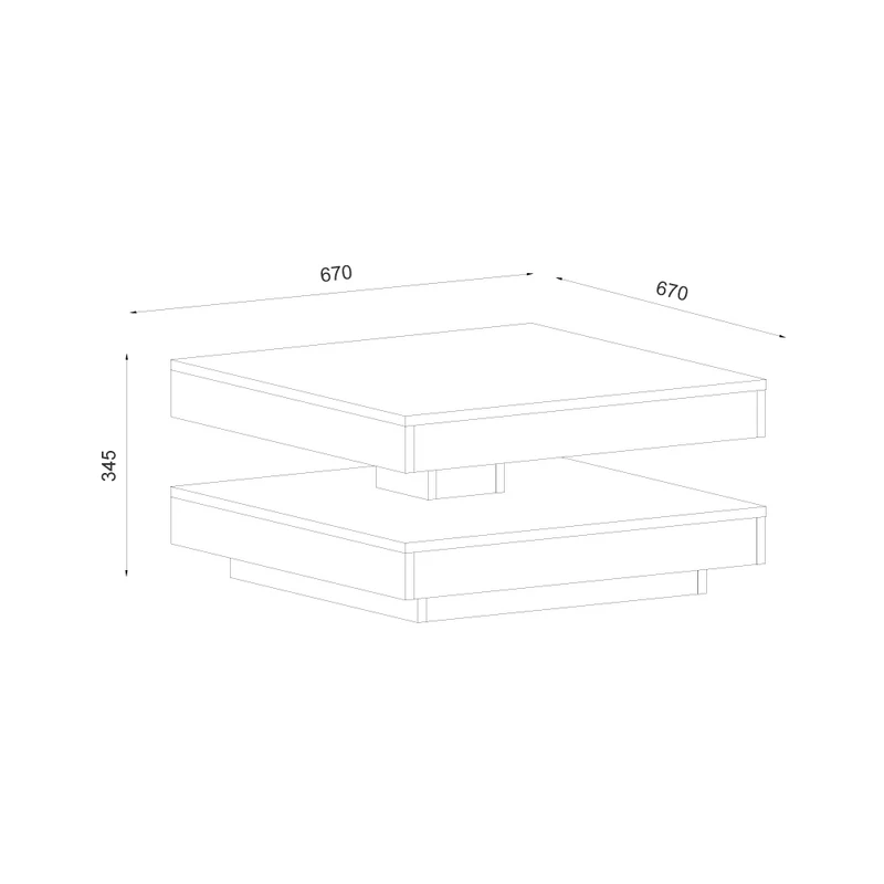 Tavolino da salotto con doppio piano quadrato girevole antracite 67x67 cm Monolith