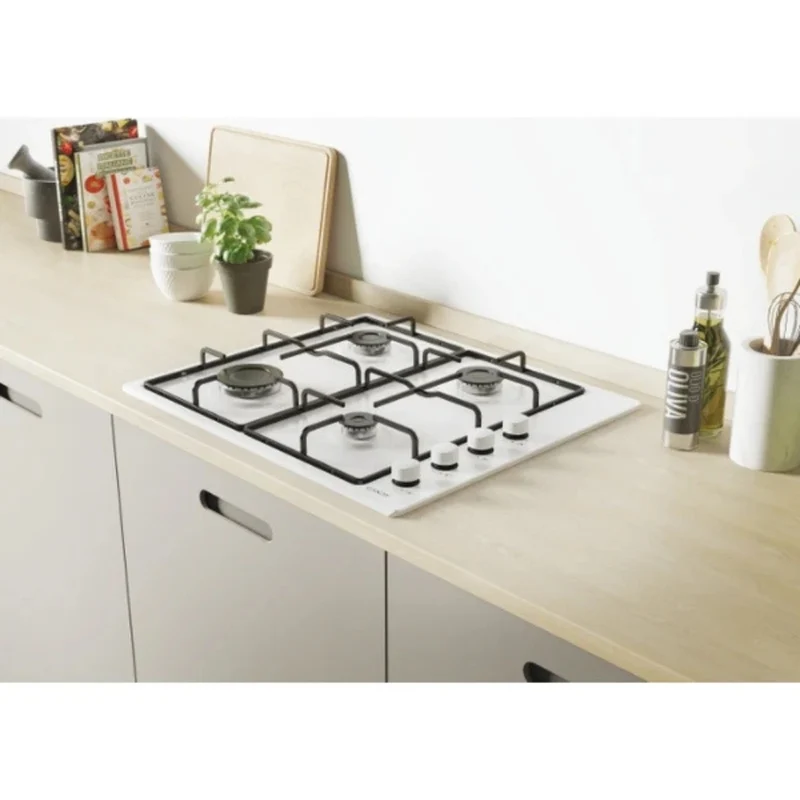 Piano cottura a gas 4 zone manopole laterali bianco Candy CHW6LBB