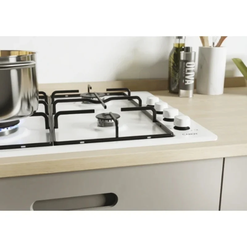 Piano cottura a gas 4 zone manopole laterali bianco Candy CHW6LBB