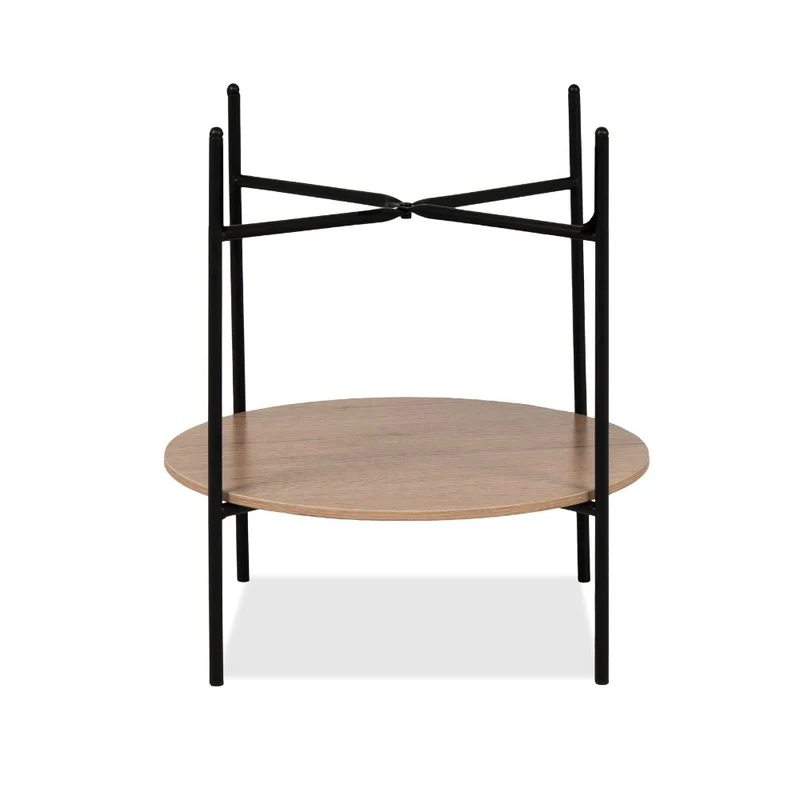Tavolino tondo multifunzionale con vano contenitore artisan rovere e nero Ø 49,5 cm Trelleborg88B
