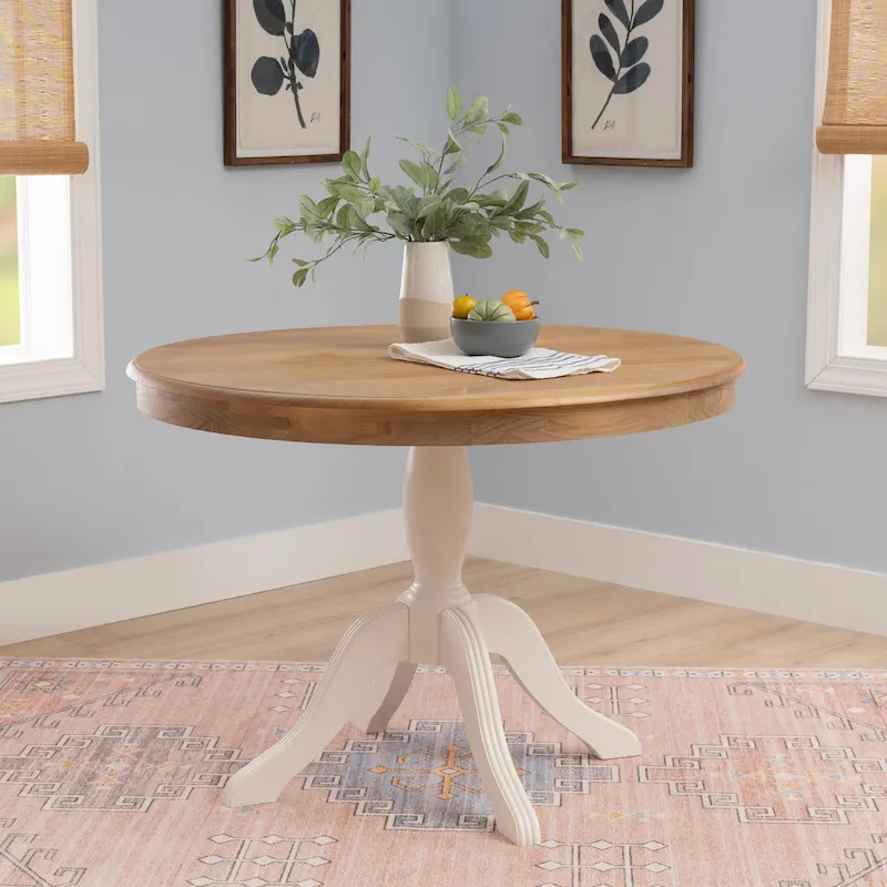 Table ronde à pied central en bois massif