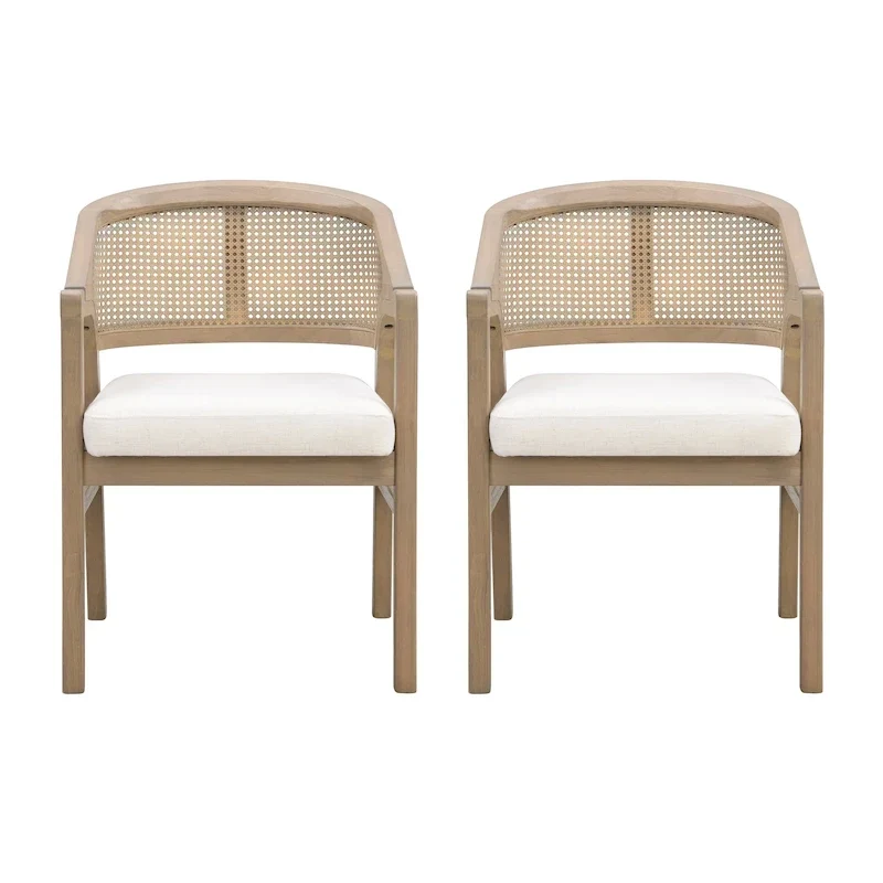 Christopher Knight Home - Chaise de salle à manger capitonnée en cannage (Lot de 2)