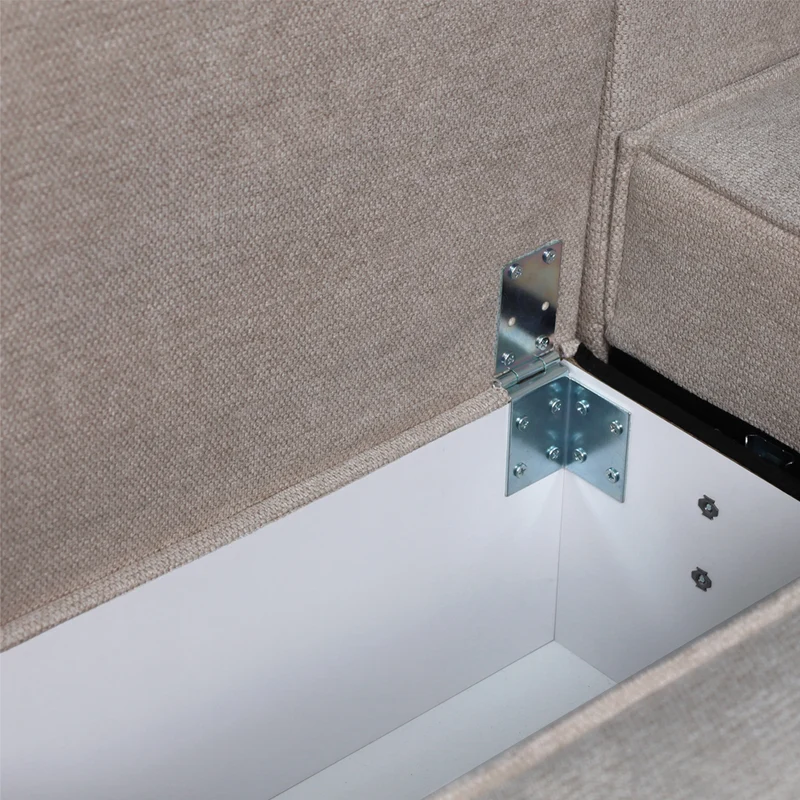 Divano angolare tortora con letto Easy Open, contenitore e penisola reversibile Emily